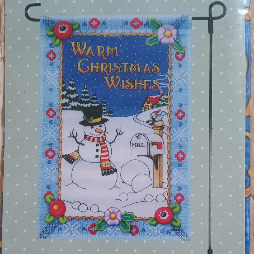 Mary Engelbreit Christmas Holiday Decor Snowman Small Garden Flag